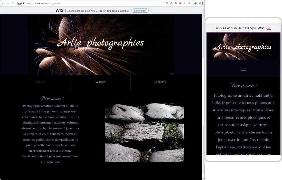 Arlie photographies sur WIX